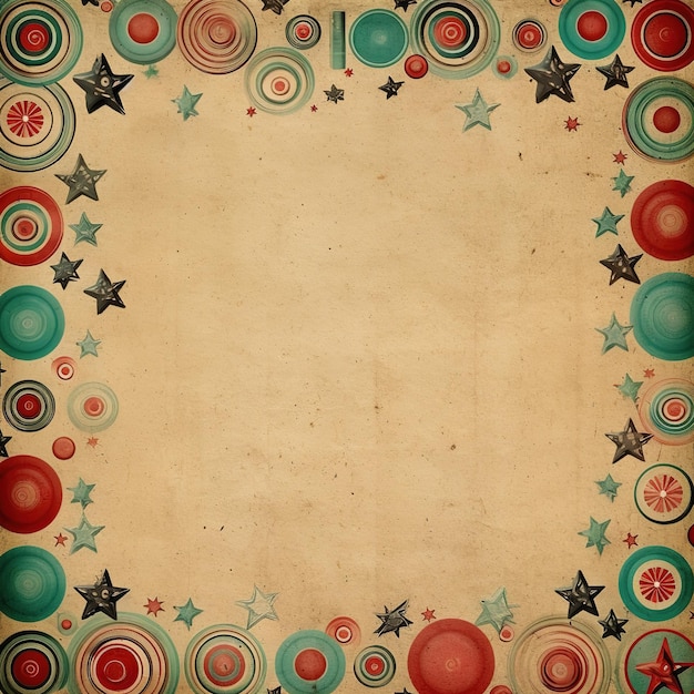 A brown paper with a circle and stars on it