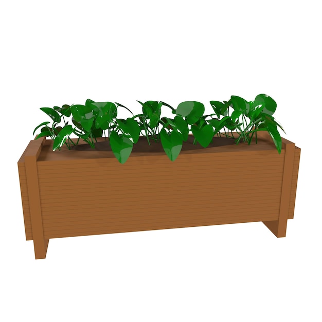 Photo a brown planter with a variety of green plants in it