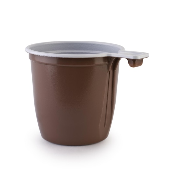 Brown plastical disposable cup isolated