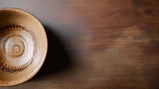 A brown plate on a wooden background