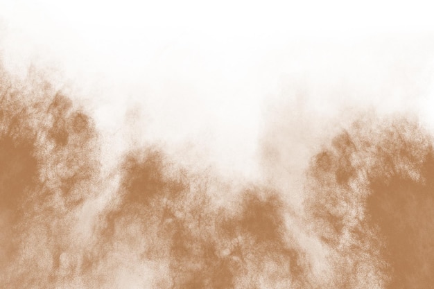 Brown powder explosion isolated on white background