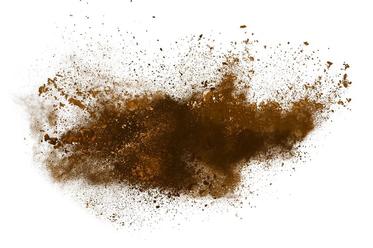 Photo brown powder explosion isolated on white background