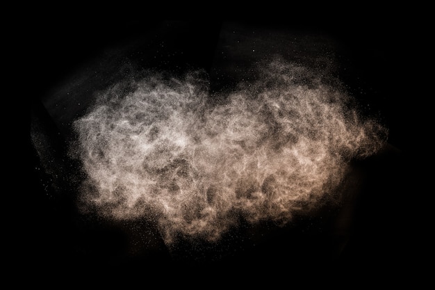 Brown powder explosion with black space