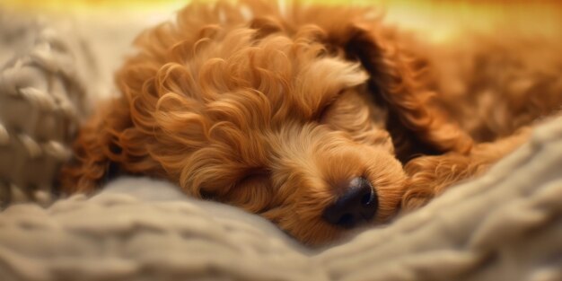 brown puppy sleeping Generative AI