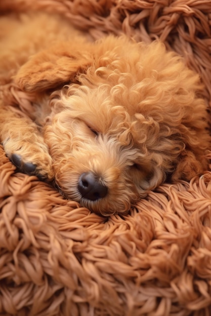 brown puppy sleeping Generative AI