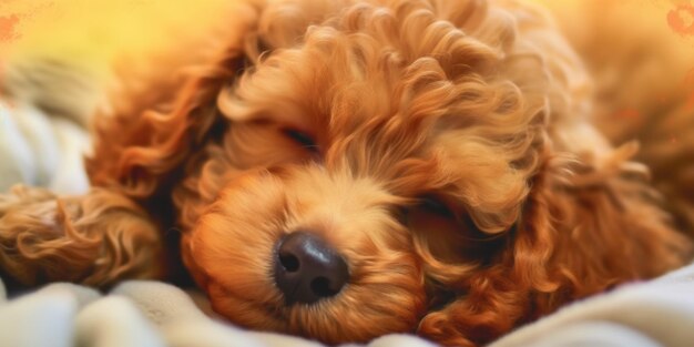 brown puppy sleeping Generative AI