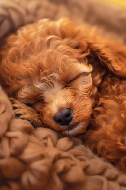 brown puppy sleeping Generative AI