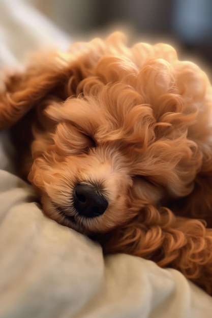 brown puppy sleeping Generative AI