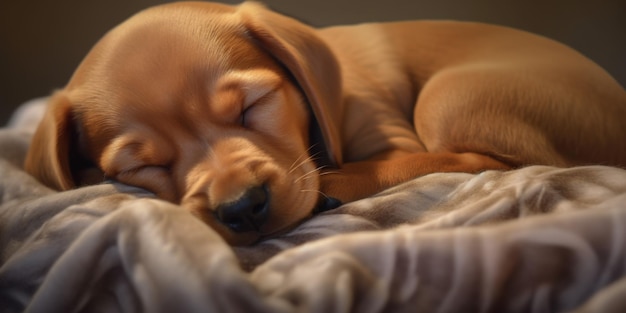 brown puppy sleeping Generative AI