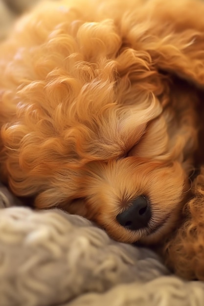 brown puppy sleeping Generative AI