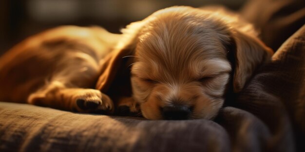 brown puppy sleeping Generative AI