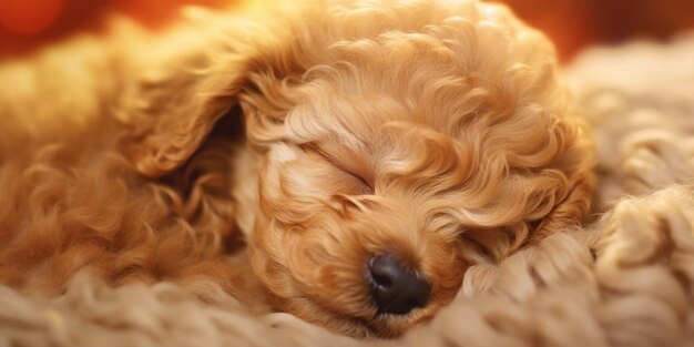 brown puppy sleeping Generative AI