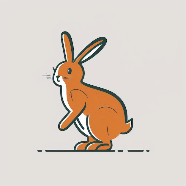 A brown rabbit with a white face and a black nose is standing on a light brown background