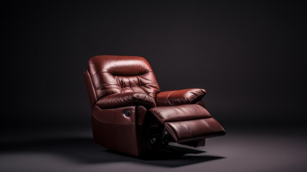 Brown Recliner Chair Against Black Background