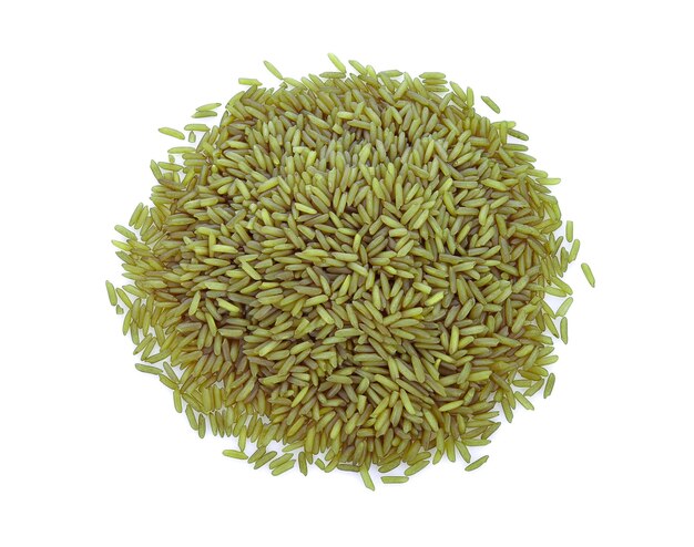 Photo brown rice on white background