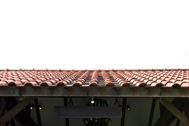 Photo brown roof tile with white background