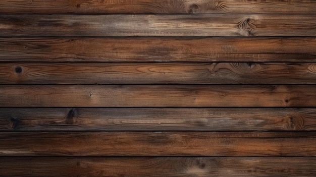 Brown rustic planks wood wall texture background Generative ai