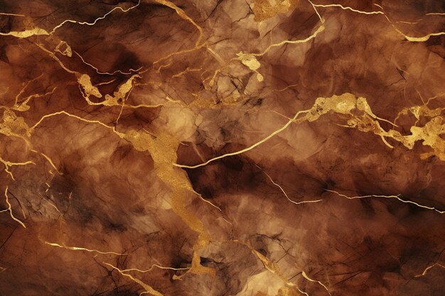 Brown seamless pattern with marbling effect Applicable for fabric print textile wrapping paper wallpaper Dark background with golden details Repeatable marble texture Generative AI