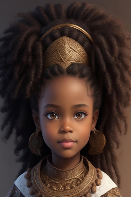 a brown skin cute girl with nappy curls as a viking for create new things for idea