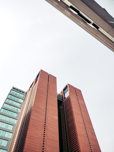 Brown skyscrapers in big street