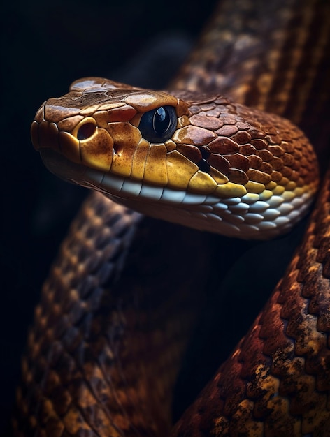 a brown snake looking at something