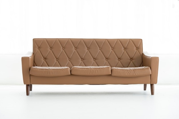 Brown sofa in a bright room