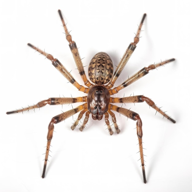 A brown spider with a large black spot on its back.