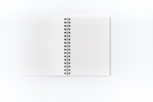 Коричневый спиральный ноутбук, изолированные на белом фоне. Вид сверху