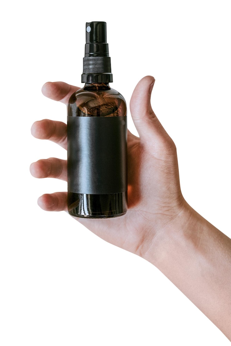 Photo brown spray bottle png mockup minimal style
