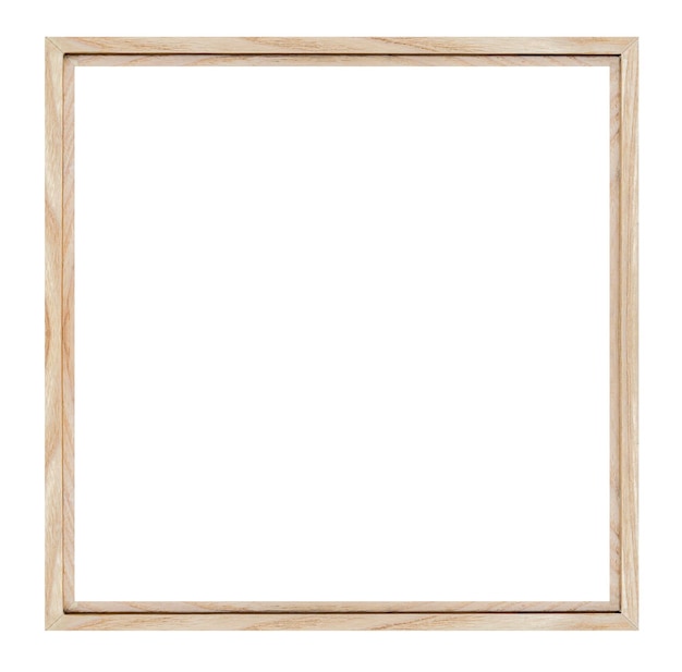 Photo brown square wooden picture frame isolated on white background with clipping path
