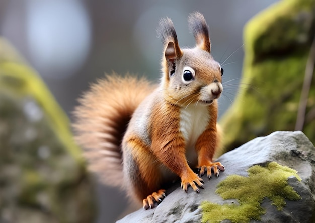 Brown Squirrel On The Rock