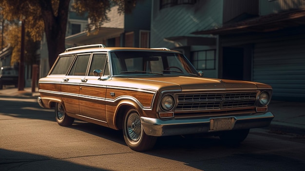 Photo a brown station wagon from the ford family car company