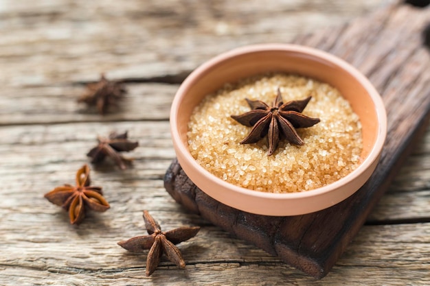 Brown sugar and anise on the table