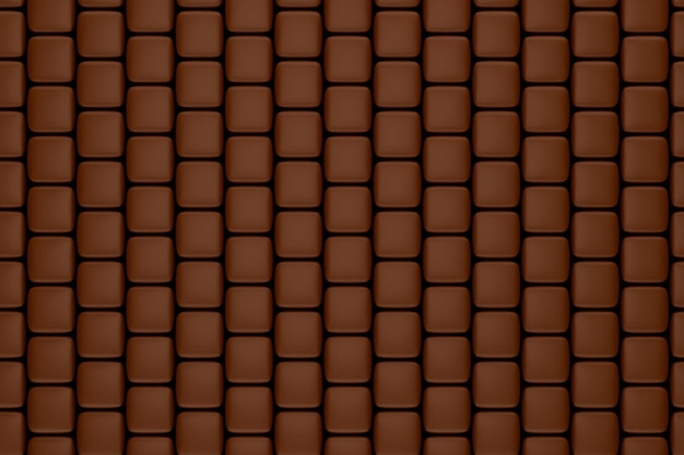 Brown sugar coated chocolate candy square shape pattern 3d\
illustration