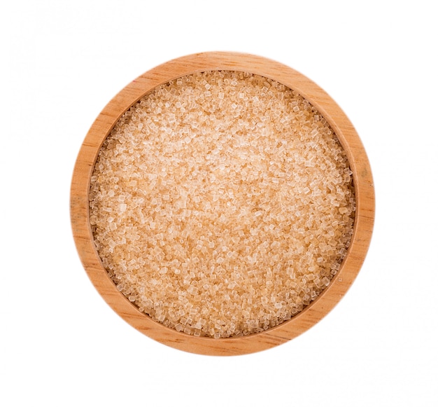 Brown sugar in wooden bowl