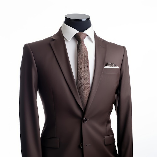 A brown suit with a white shirt and tie