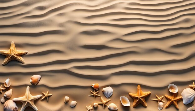 Photo a brown surface with many shells and starfish on it