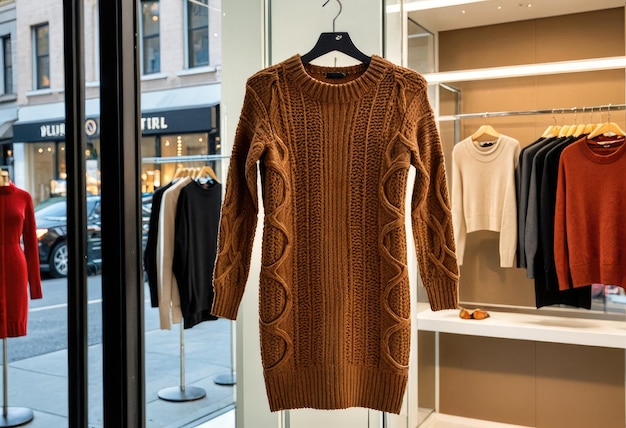 a brown sweater with a design on the front