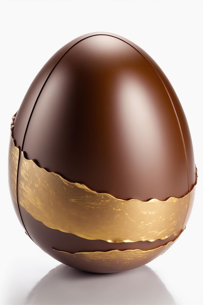 Brown sweet chocolate egg isolated on white background