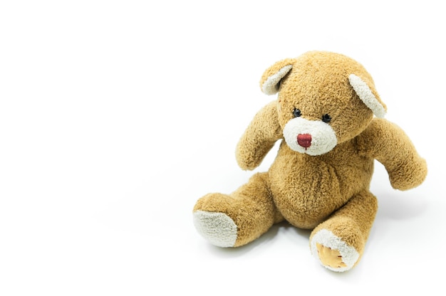 Brown Teddy Bear toy sitting on White background