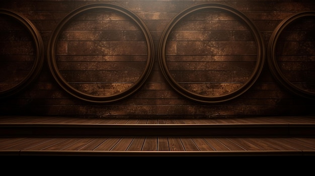 Photo brown texture decorated stage photorealistic modern theater stage horizontal background ai generated minimalistic screen wallpaper