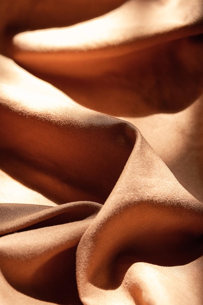 Photo brown textured wavy fabric in hard light