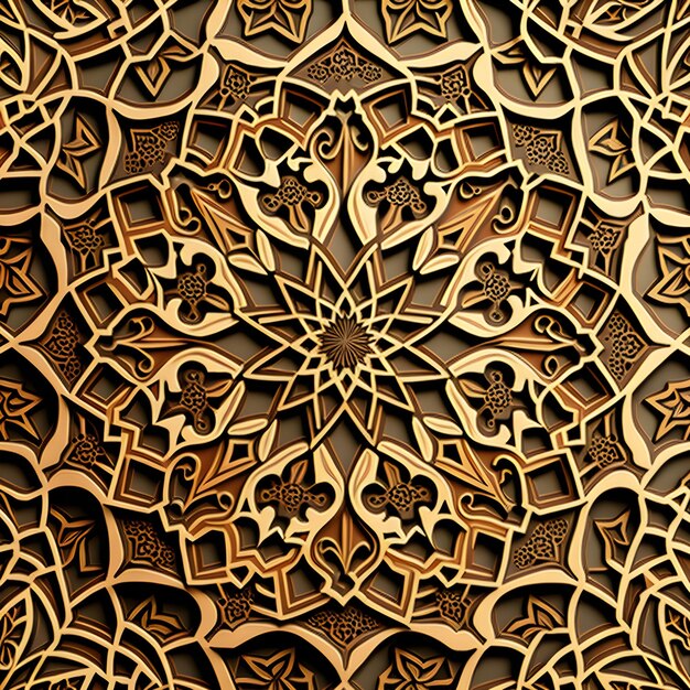 A brown tile with a pattern arabic