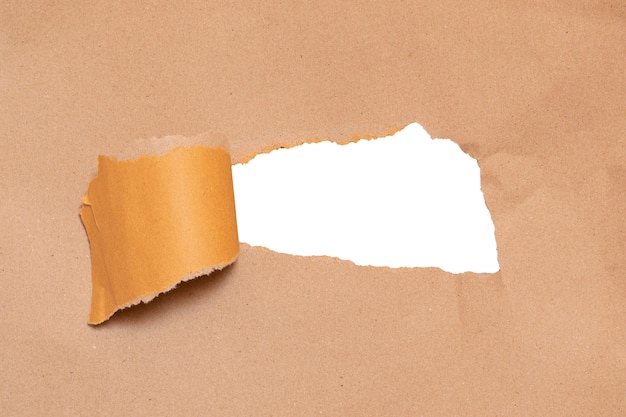 Brown Torn paper texture background, kraft paper horizontal and Unique design of paper, Soft natural style For aesthetic creative design