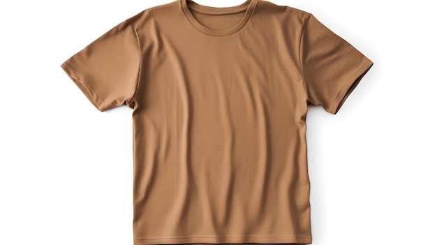 Brown tshirt mockup on white background with copyspace