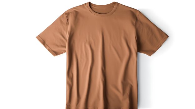 Foto mockup di maglietta marrone su sfondo bianco con copyspace
