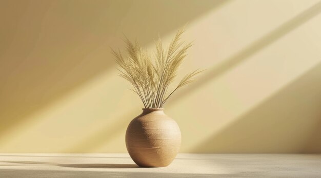 Foto un vaso marrone con l'erba