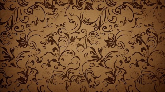 A brown wallpaper with a floral pattern.