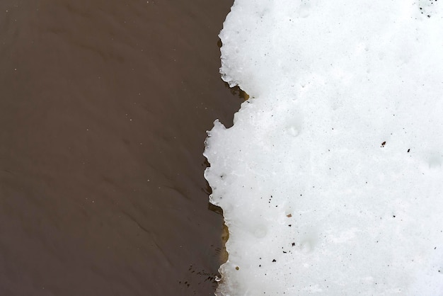 茶色い水と白い雪