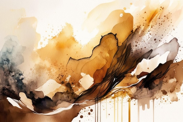 Brown watercolor abstract art background